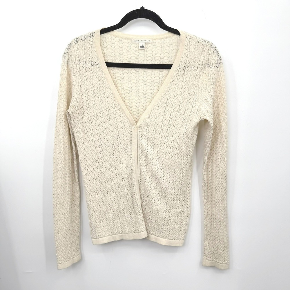 Vintage Banana Republic Cardigan Women S Silk Pointelle Y2K Coquette Balletcore